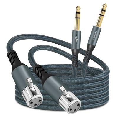 Twozoh XLR Female To TRS Pack of Braided Stereo Jack To XLR Microphone Cable 1/4" (6.35mm) Cable, 2M, 2, Quarter-Inch (Professional/Hifi)