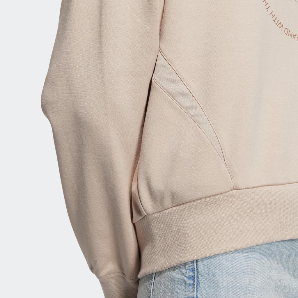 Adidas Brand Logo Embroidered Hoodie Long Sleeve Women Hoodie Apricot HY2831