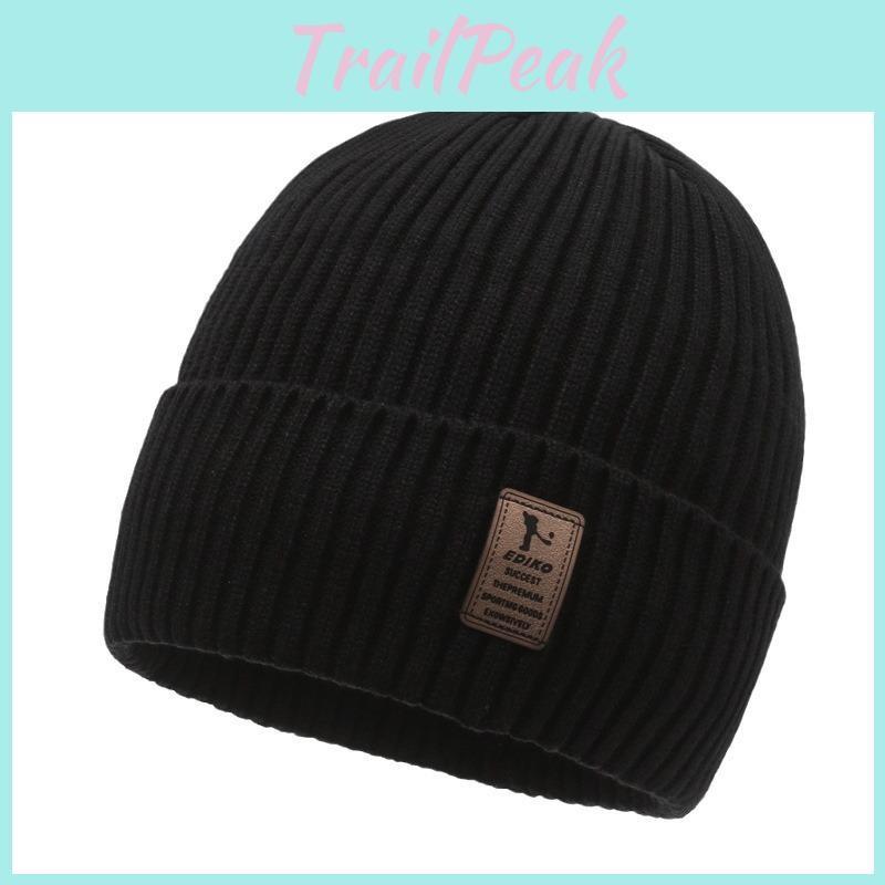 Thick Knitted Beanie Hat Winter Warmth Unisex Cap Windproof Gift Color Solid