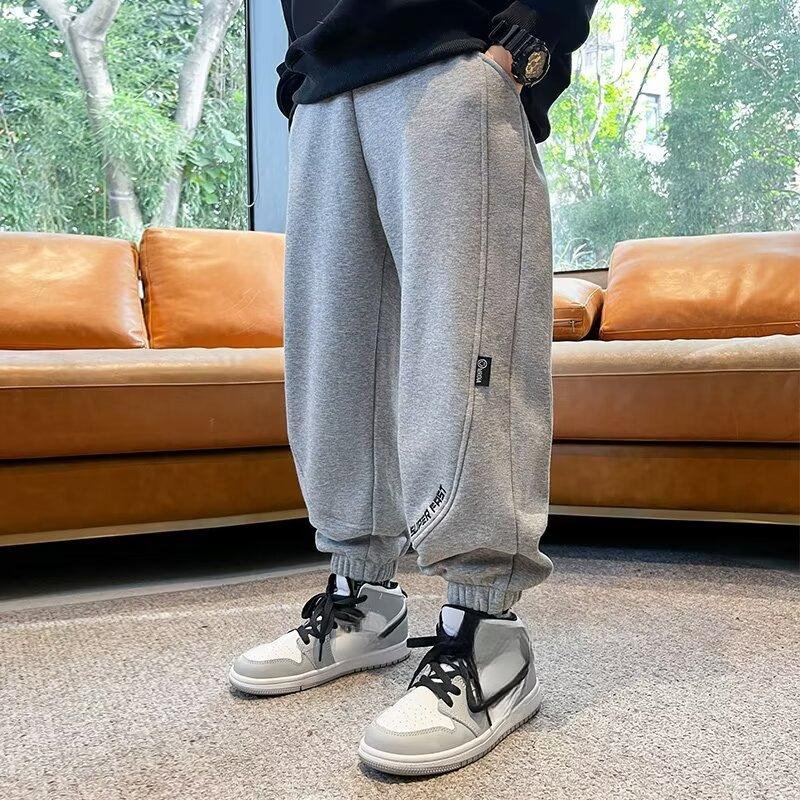 

Детская одежда, длинные брюки для мальчиков, весенние и осенние модели, спортивные брюки, красивые повседневные брюки для детей среднего и большого размера, иностранный пот 160 серый