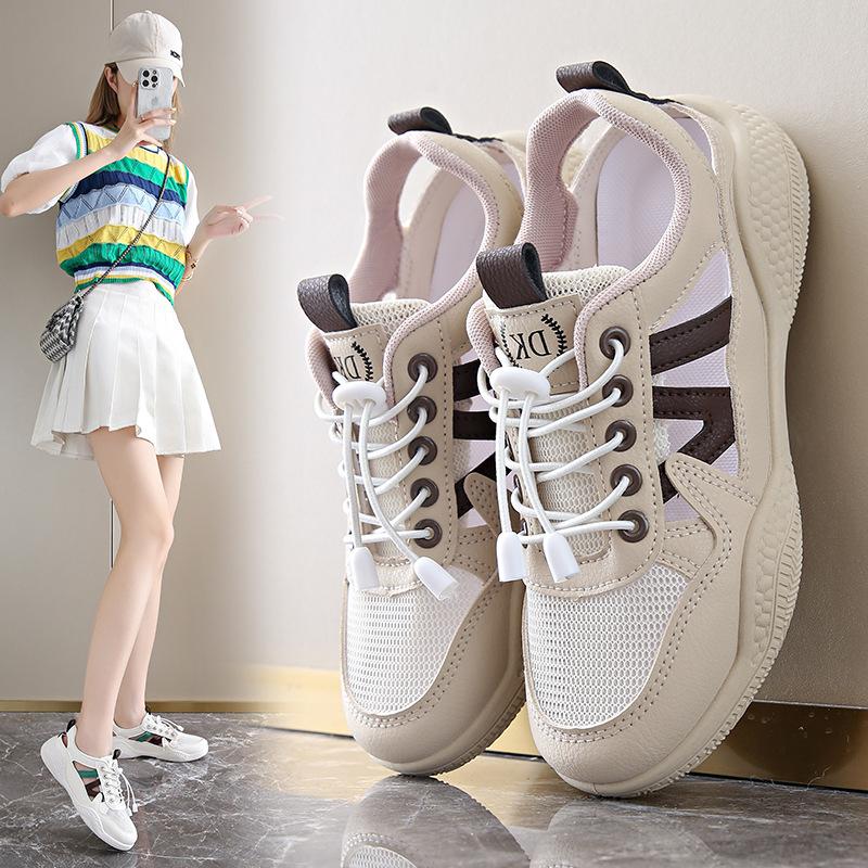 2025 little white shoes children's summer new Korean version ins female students hollow breathable versatile board shoes sports WS002