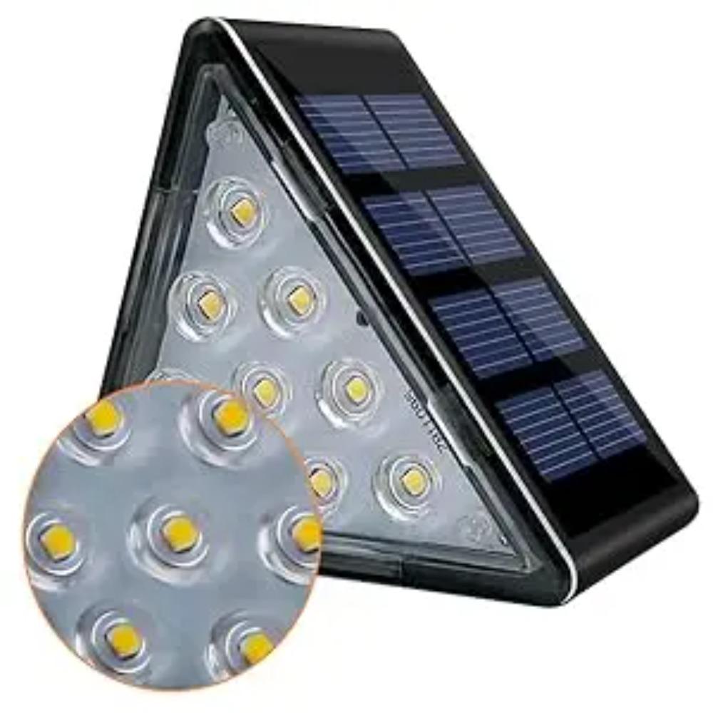 2PCS IP65 Waterproof Solar Triangle Step Lights Outdoor LED Deck Stair Fence Lamp Decorative Garden Yard Patio Pathway Lighting