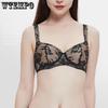 French Lace Bra Women's Contrasting Color Bra Anti Sagging Mesh Soft Steel Ring Gathering Bra Summer Thin Bra