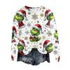 Women's Fashion Round Neck Pullover Top Long Sleeve Tee Christmas Printed Sweatshirt