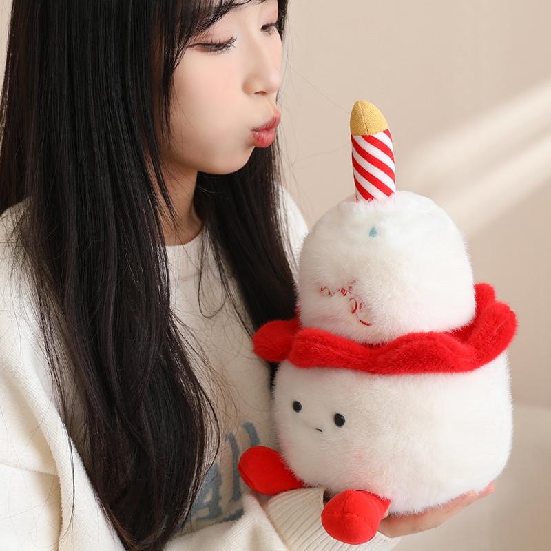 Two Layers Cake Plush Pillow Stuffed Kawaii Sweet Smiling Face Cushion Human Figured With Legs Decoration Party Prop Gift
