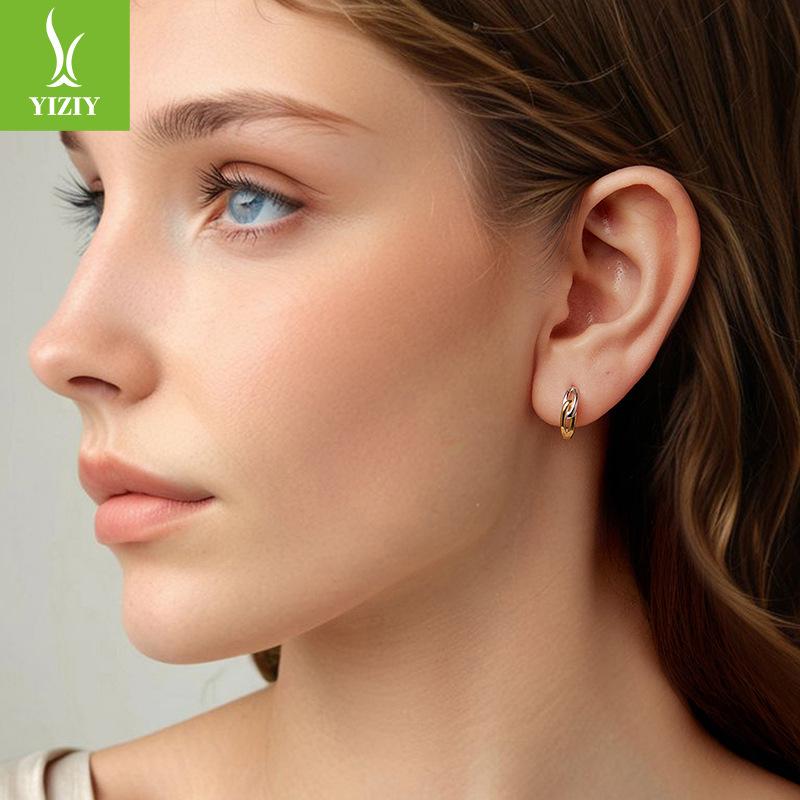 Exquisite Color Separation Electroplated S925 Sterling Silver Earrings Simple Geometric Metal Texture Earrings Earrings Earrings