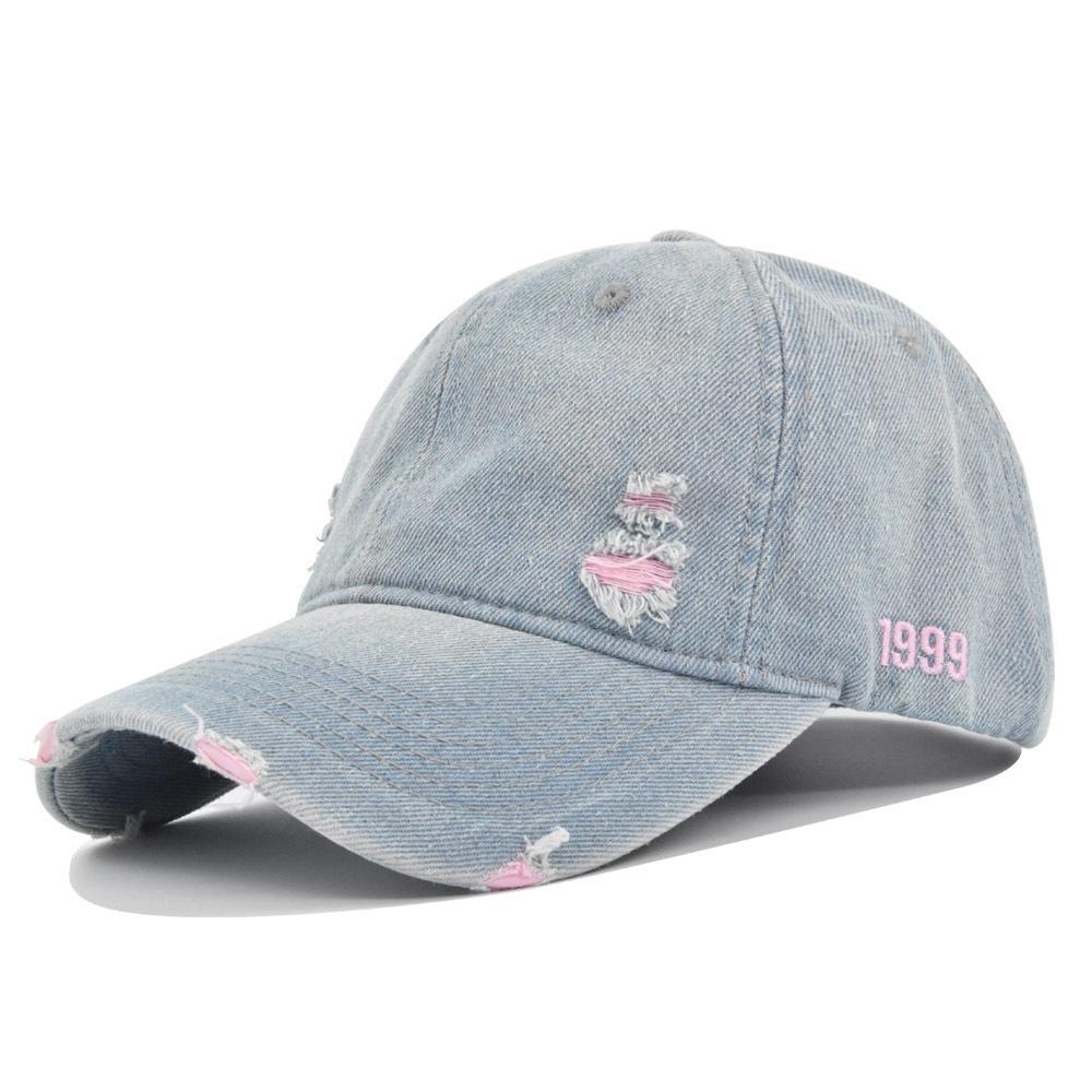 Retro Cowboy Hat Embroider Baseball Cap Washed Hole Peaked Cap Old Sun Hat Curved Brim Hat Cotton No