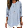 Spring Fashion Womens Striped Cotton Linen Shirt With Patching For Casual Wear
