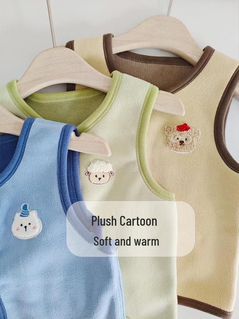 2025 Autumn/Winter Children's Double-Sided Sherpa Fleece Vest – Warm Cardigan Cape for Boys and Girls, Small To Medium Children