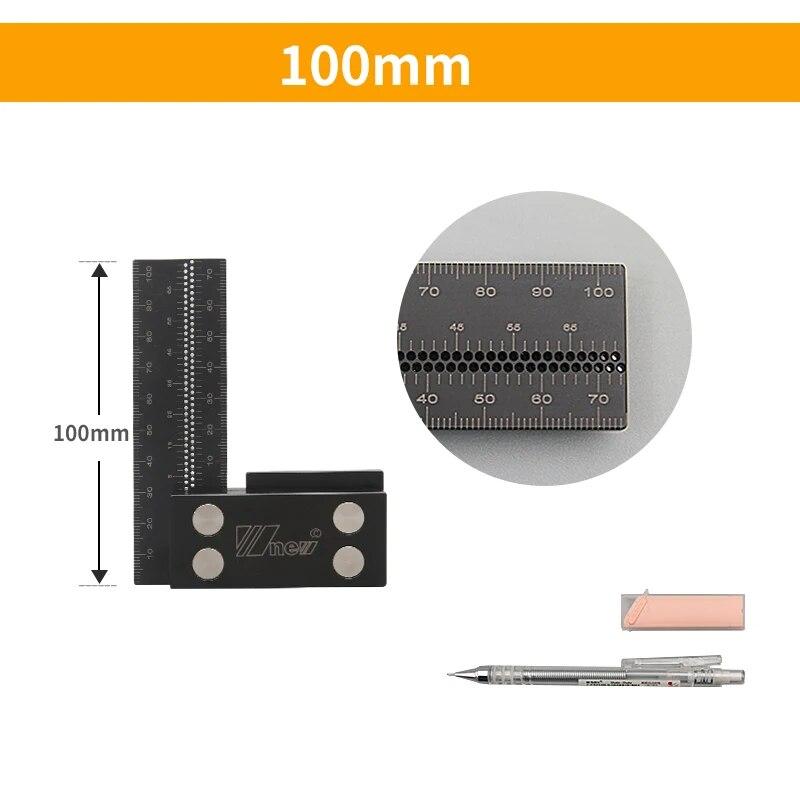 

Прецизионная квадратная метрическая/британская линейка для измерения скорости T для измерения маркировки Деревообработка Плотники Рамка из алюминиевого сплава 100MM