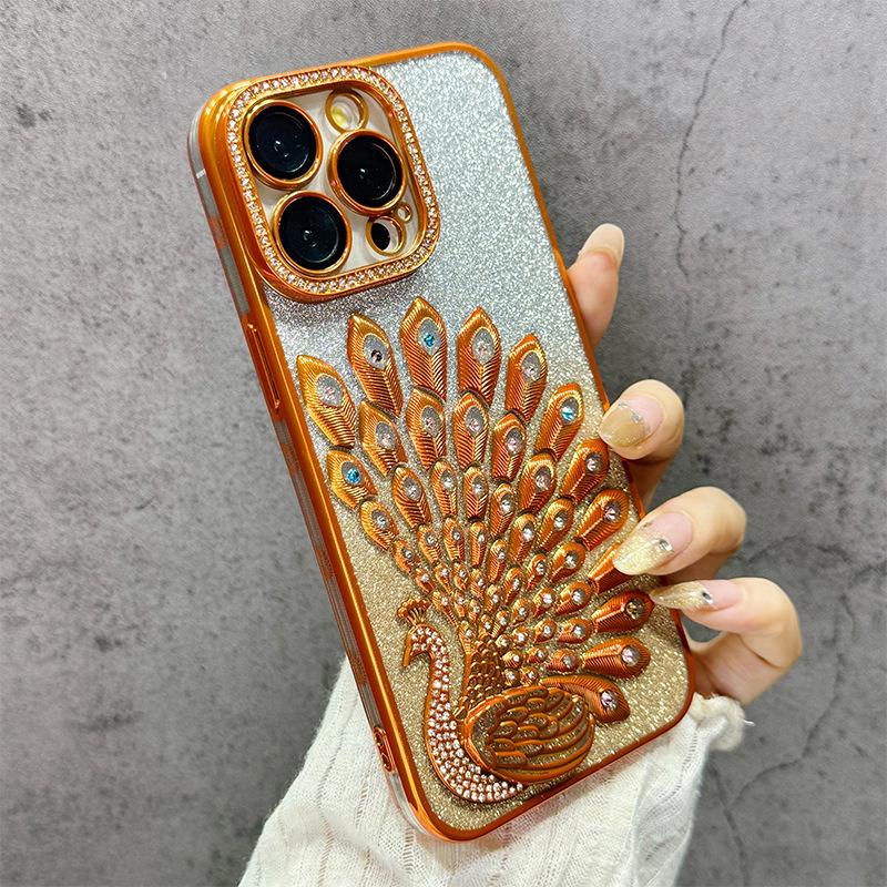 

Peacock Color Diamond Rhinestone Electroplated Protective Case for iPhone 17 Pro Apple 17 Pro
