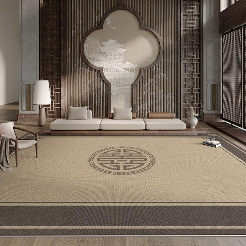 Luxury-lite New Chinese-style Plush Carpet for Tea Table, Waterproof, Stain-resistant and Easy to Clean, Bedroom Floor Mat
