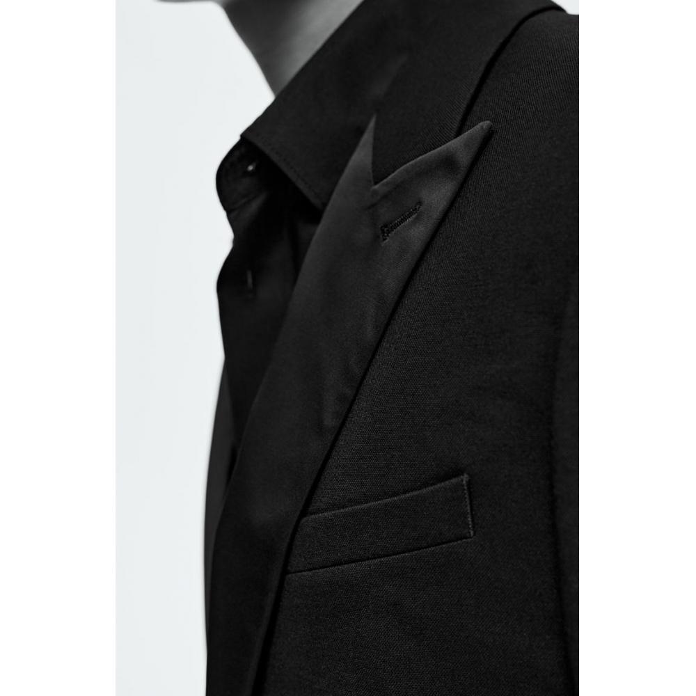 H M Single Breasted Tuxedo Jacket sliM Fit Black