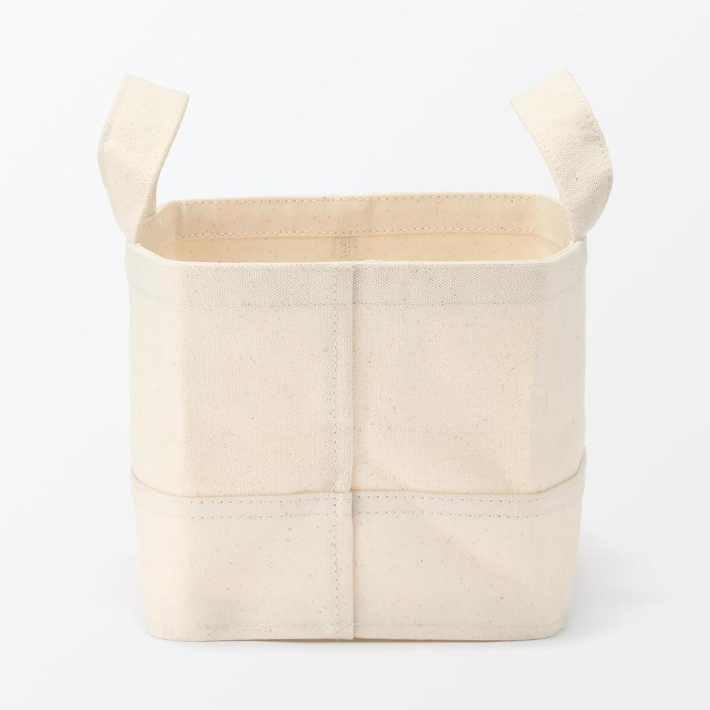 MUJI Cotton Canvas Soft Box with Handle Small - W37 X D18.5 X H16cm, Japan