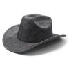 Vintage Textured Western Cowboy Hat Pu Men'S British Top Hat Big Brim Outdoor Shade Jazz Hat