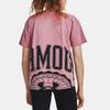 Under Armour Crest Letter Print Round Neck Drop Shoulder Short Sleeve T-Shirt Women T-Shirts Pink 1379391-697