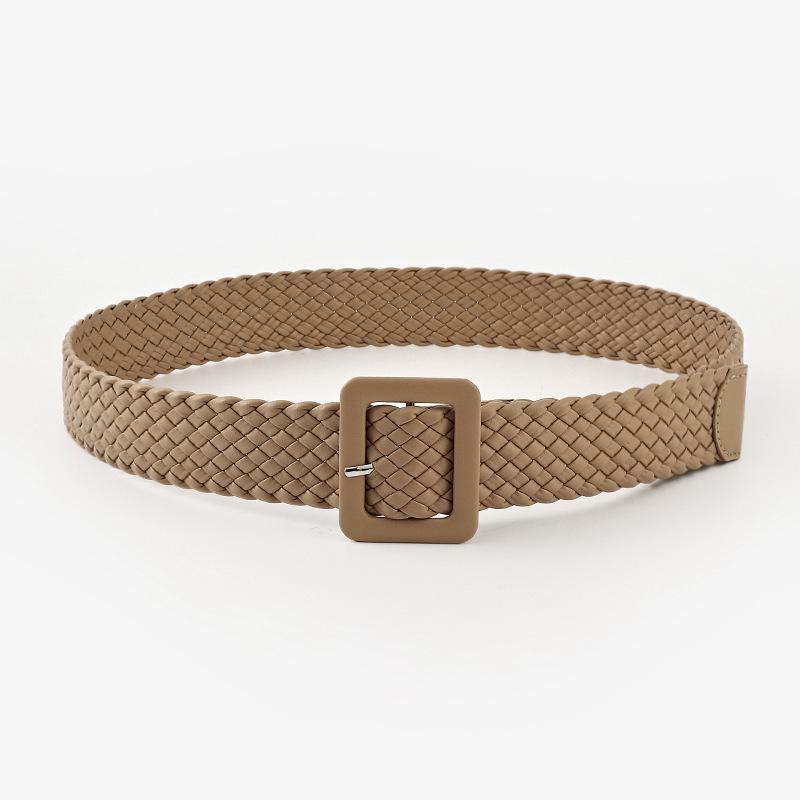 Japanese Pastoral Woven Wide Belt Candy Color Bag Buckle Decorative Dress Jeans Belt Women