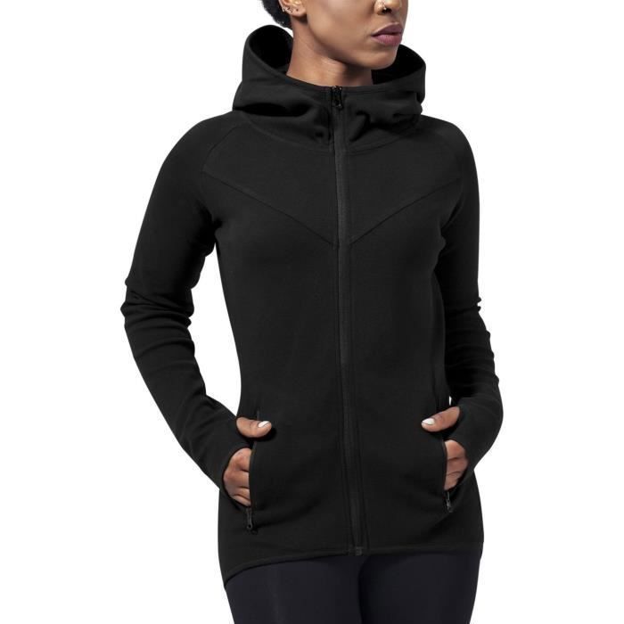 Hoody - Urban Classics - ATHLETIC INTERLOCK - Noir - Femme - Manches longues