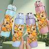 1PC Dry Autumn Yellow Flower Cluster Print 750ml Color Plastic Sports Water Bottle Leakproof Flip Straw Lid Suitable for Sports Office Home Use
