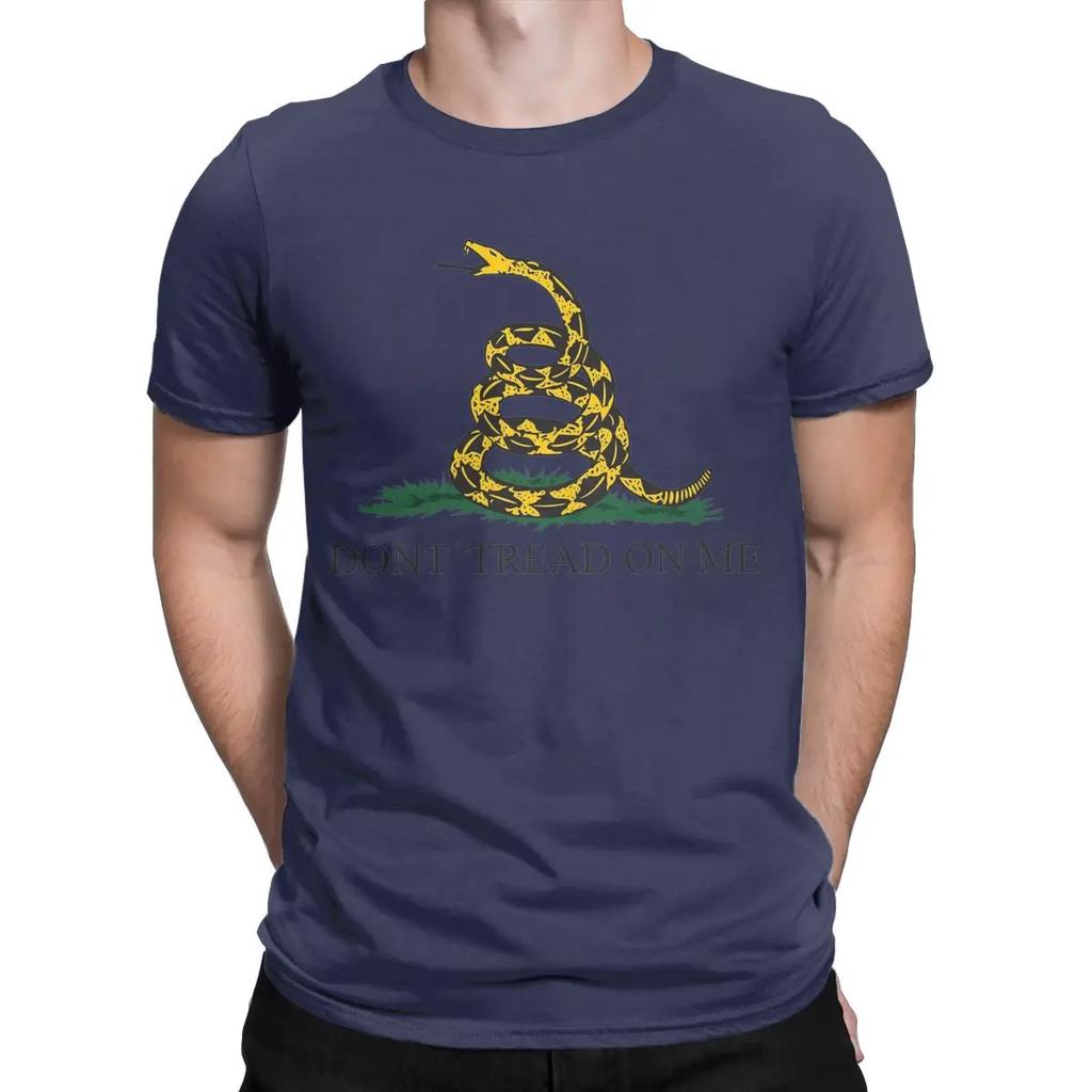 Novelty Don't Tread On Me Snake Flag T-Shirt Men Round Neck Cotton T Shirt Short Sleeve Tee Shirt Summer Tops