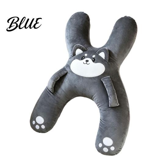 Coussin de siège doux en peluche Oreiller de voiture en forme de H pour enfants Oreillers de cou mignons Oreiller pour dormir assis et soutien du dos Oreiller de repos pour voyages Salon sur canapé Arrière