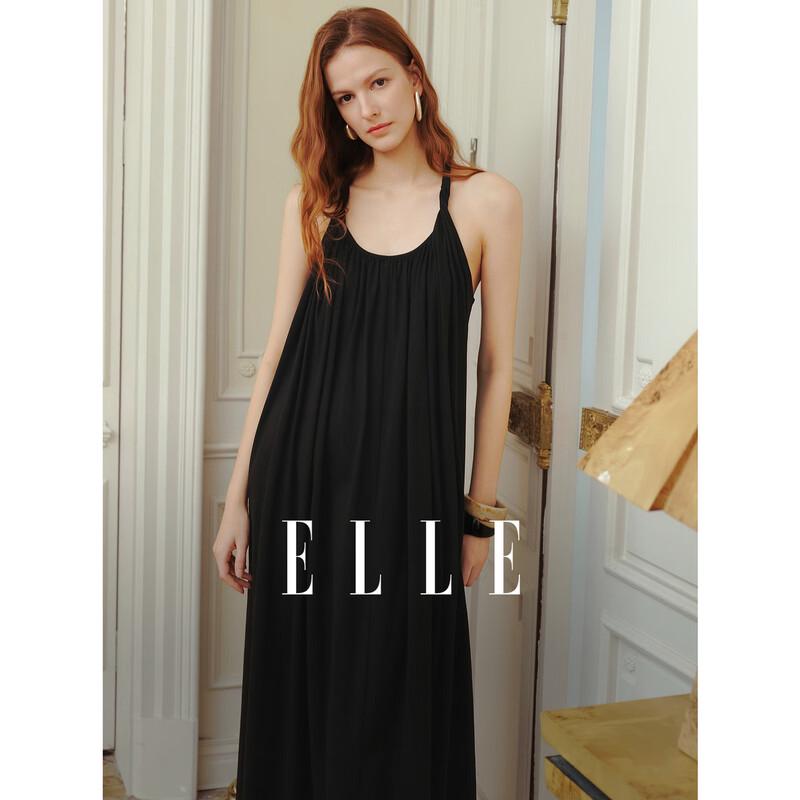 ELLE Women s Black Twisted Strap A-Line Maxi Dress L