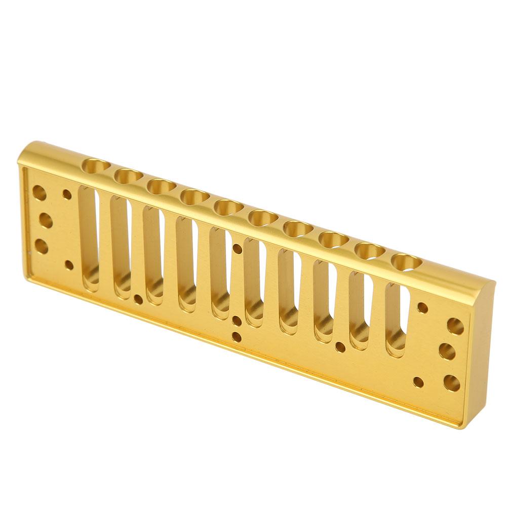 Harmonica Comb 10‑Hole Blues Harp Comb Part for HOHNER SP20 Aluminum Alloy Harmonica AccessoryGold