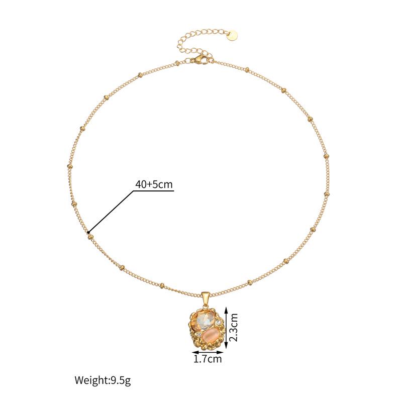 Золотая (18 карат) геометрическая овальная циркониевая цепочка - Стойкая к выцветанию титановая стальная цепочка-свитер для осени/зимы