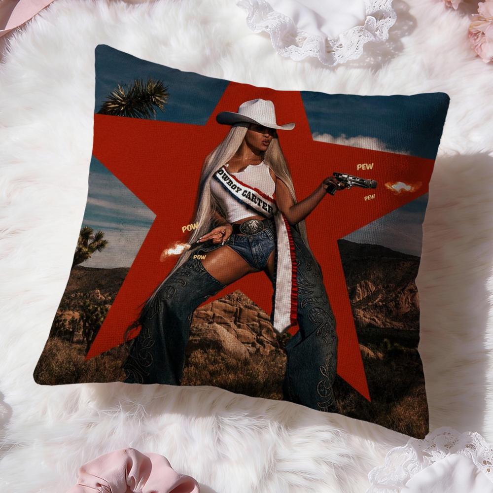 Singer B-Beyonce Cowboy Cushion Cover Premium Comfort Reversible Pillow Cove -Two In One Design for Any Room & Car Interior