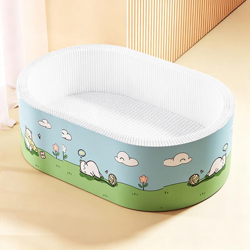 Heavy-Duty Oval Corrugated Cardboard Cat Scratching Bowl
