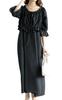 Gold Japan Plus Size Long Dress Set with Cami and Ruffled and Size Black Women's Blouse, Shirred, 5/8 Sleeves, Spring/Summer Outfit, Tani-36797ll, 4L,