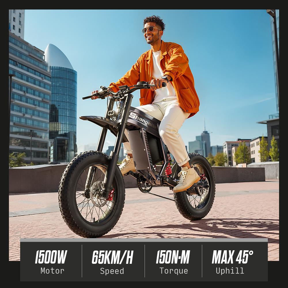 Shengmilo S900 1500W All-Terrain Fat Tyre eBike for Adults, High-Capacity 60V 30Ah Battery, 20" Compact Fat Tyres for Powerful Off-Road Performance