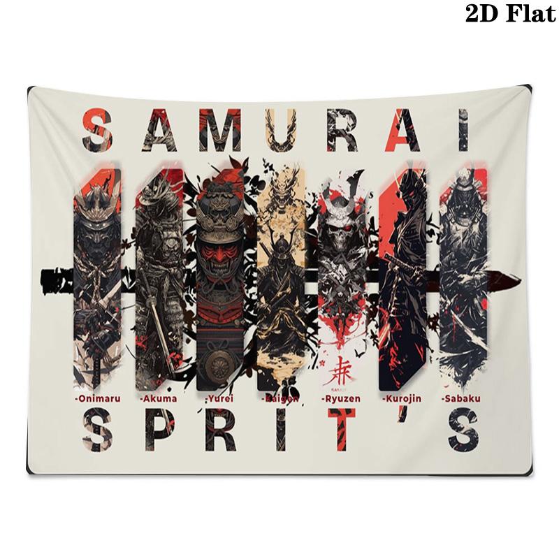 Samurai Wall Tapestry Aesthetic Wall Hanging Printed Fabric Blanket Decorative Tapestries for Bedroom Living Room Home Decor