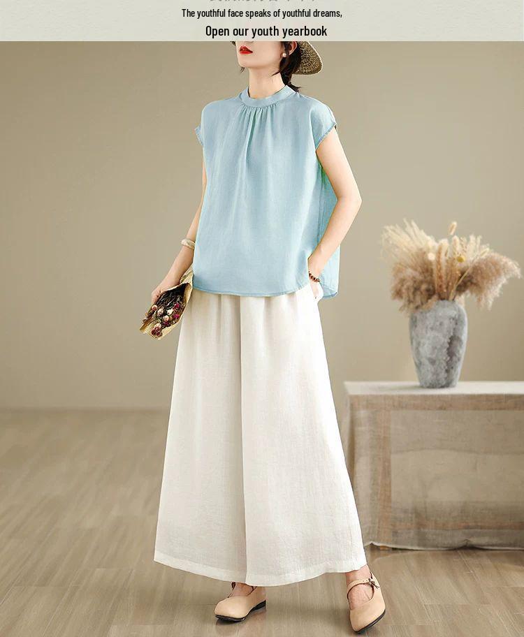 Women's Stylish Hong Kong Sleeveless Linen-Cotton Vest Top