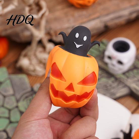 Pumpkin Pinch Toys 12Pcs Pop-up Ghost Squeeze Toy, Stress Relief Head Sensory Toy Creepy Fidget for Party Favors