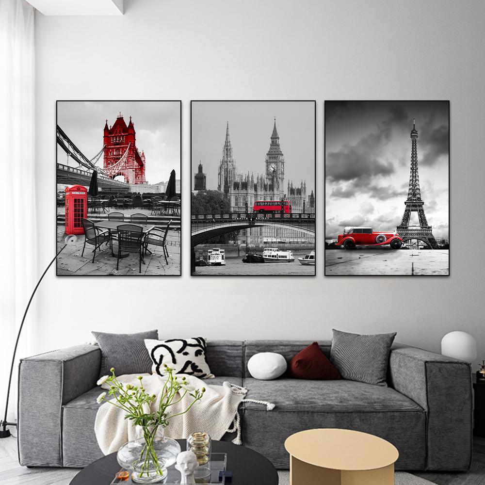 Paris Landscape Oil Painting Eiffel Tower Posters and Prints Modern Wall Art Living Room Home Decoration Frameless