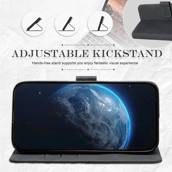 Coque pour Samsung Galaxy A13 5G et Galaxy A04s, Noir, Protection folio Effet Cuir, Support Intégré + 2 Verres Trempés