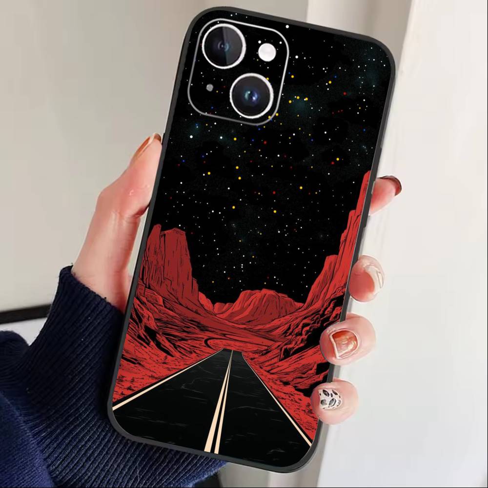 

Dark Space Astrology Mountain Phone Case For iPhone 17 16 15 14 13 12 Max Plus Silicone Black Cover iPhone17promax