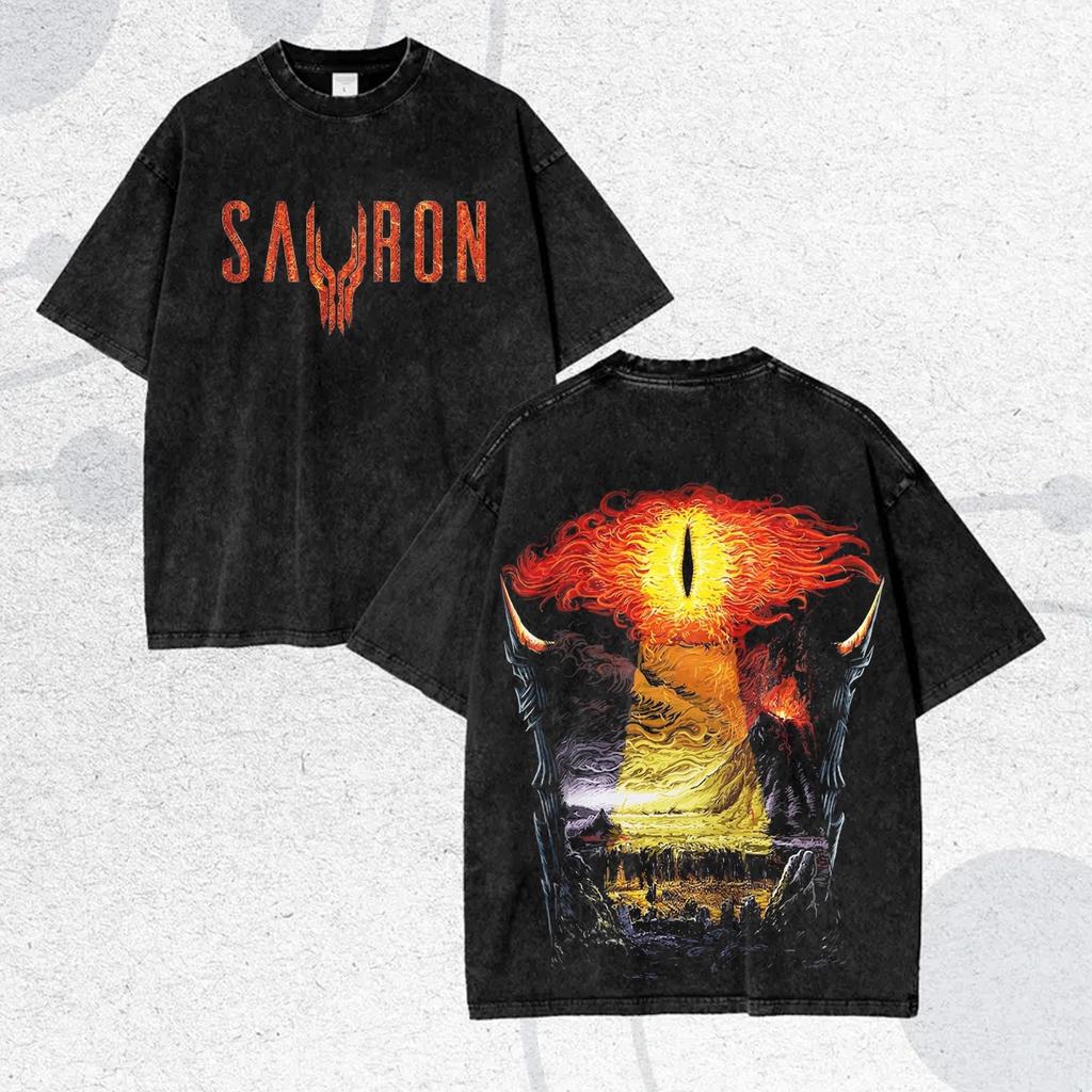 Lord Of The Rings Shirt Sauron Vintage Graphic Tee Dark Fantasy Streetwear Gift For Tolkien Fans Men Women Cotton Tshirt Y2k