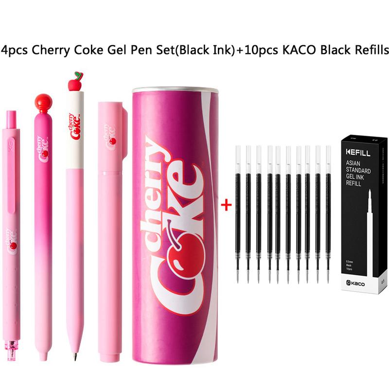 KACO x Cherry Coke Collab"Sakura Flavor"Gel Pen Set,Cute Soda Can Design,Smooth Quick-Dry Ink,Large Capacity,Perfect for School