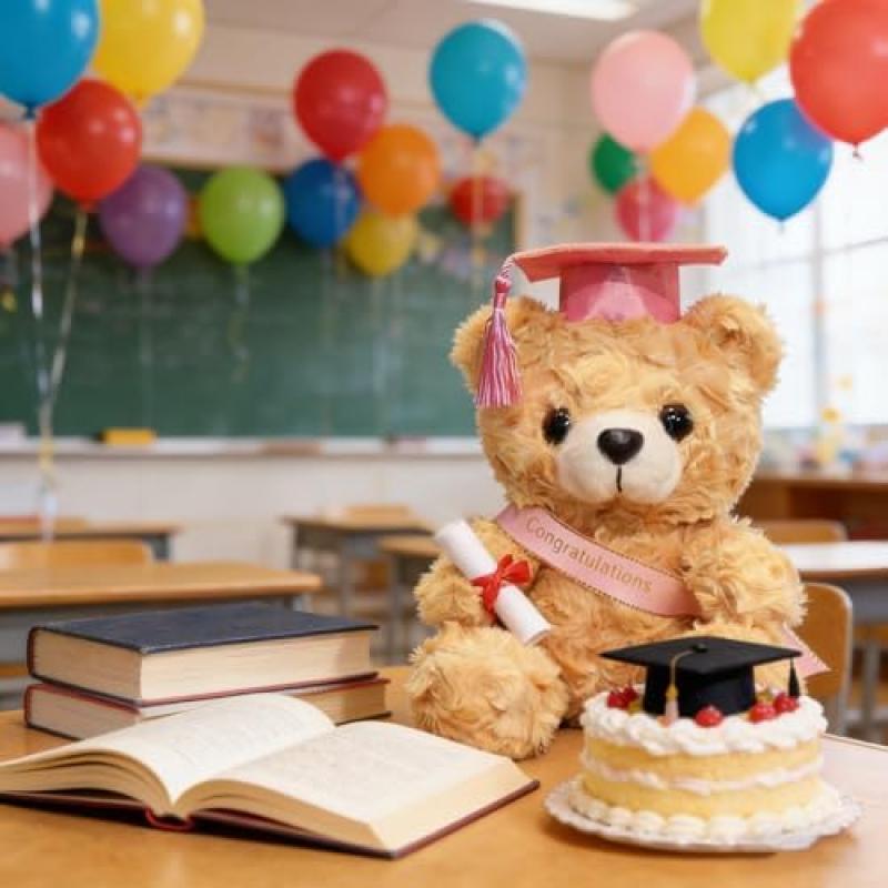 Graduation Teddy Bear Plush Toy Set – Bachelor’s Degree Gift, Plush Toy To Celebrate Exam Success, Unisex Graduation Souvenir
