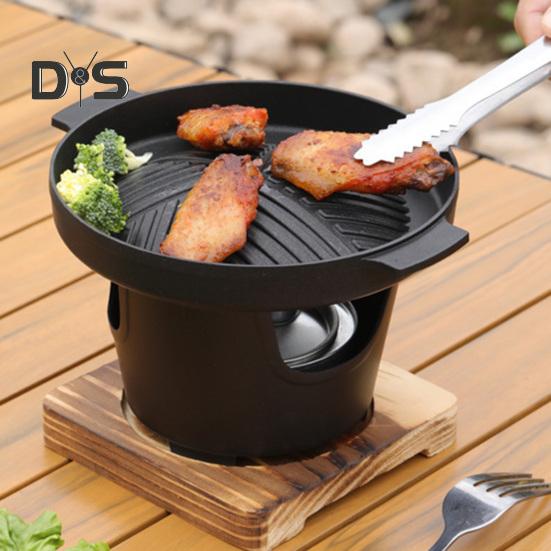 Mini-BBQ-Alkoholkocher, japanischer Kochofen für eine Person, antihaftbeschichtete Grillplatte für den Außenbereich, für Camping-Picknick, multifunktionale Grillwerkzeuge