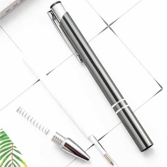 2Pcs Ballpoint Pen Black Ink Retractable Plastic Medium Point Advertising Pen for Students