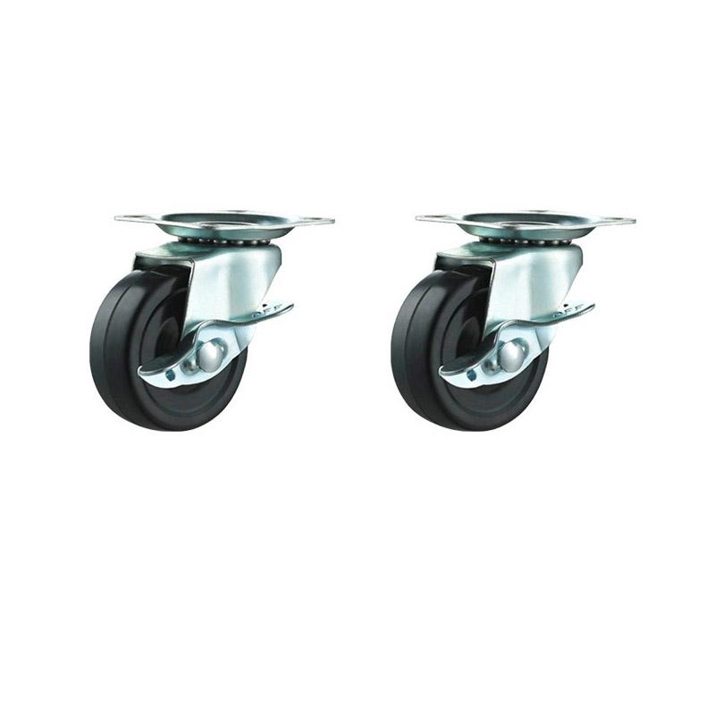 2/4Pcs Furniture Casters 1.5-2Inch Rubber Rotating Wheels with Brake Universal Silent Casters for Home And Office Furniture