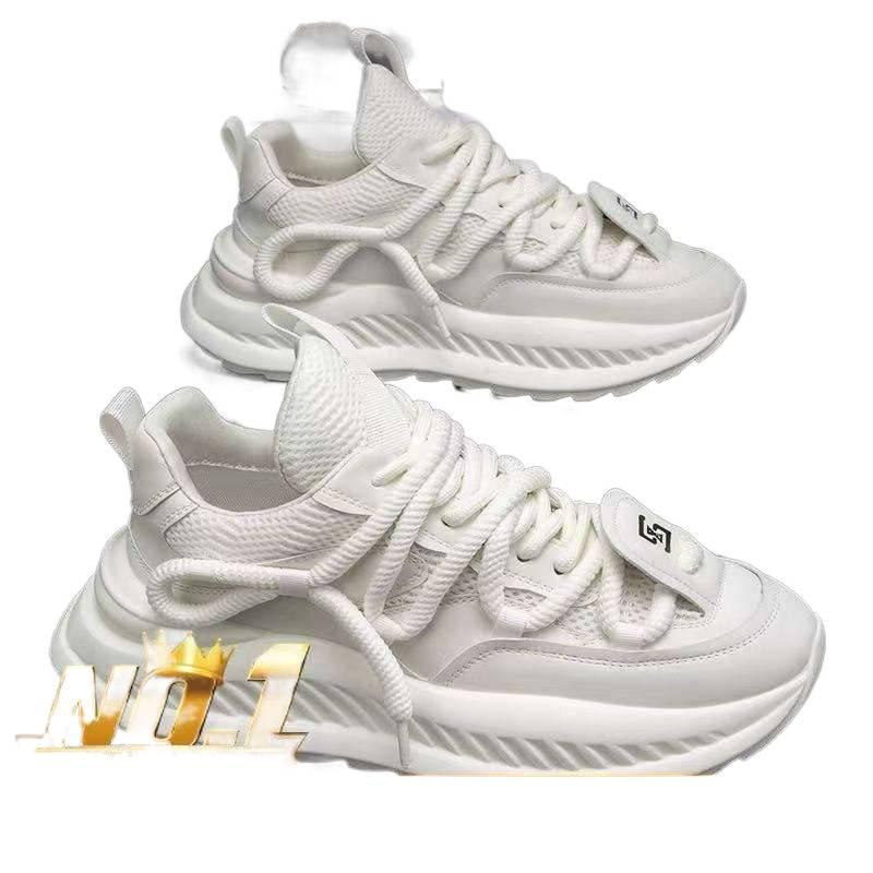 2025 men's shoes breathable mesh thick-soled niche design casual non-slip and wear-resistant advanced dad trendy shoes