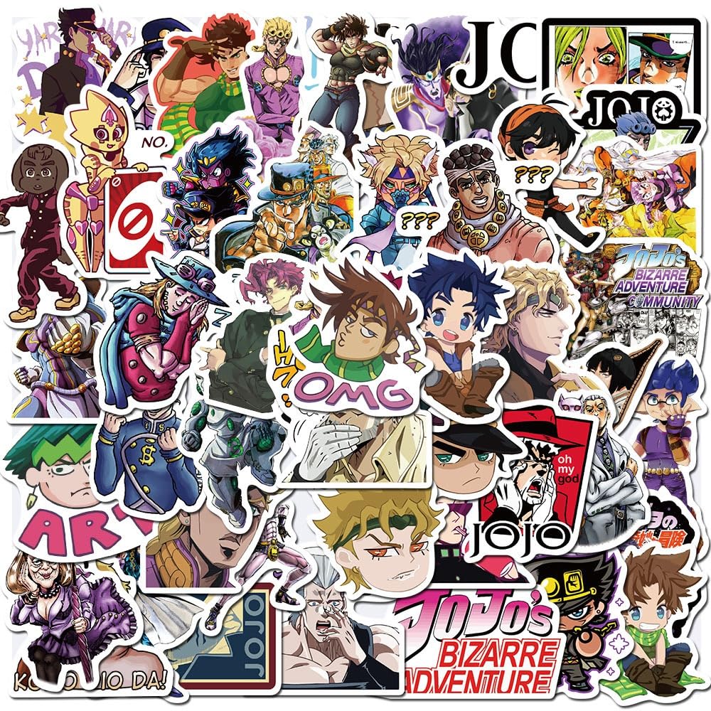 Set of 50 Bizarre Adventure Cute Anime Waterproof Cute and Stylish Cartoon DIY Stickers for Water Anniversary Stationery JoJo's Stickers, Stickers,
