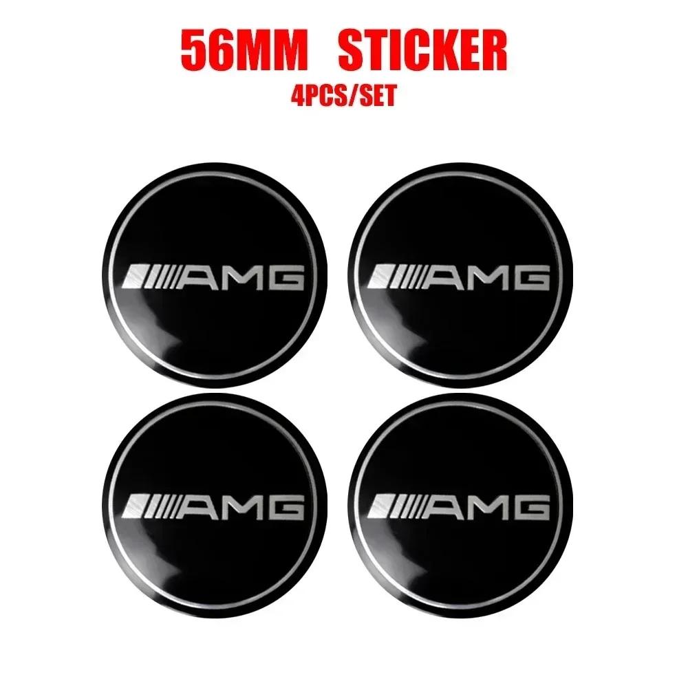 4 Peças 56mm Adesivos de Calota Central de Roda com Logotipo de Carro Acessórios de Alumínio Para Mercedes Benz Amg W205 W211 W204 W212 W213 W203 W176 W221