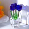 Faux Crystal Tulip Figurine Collectible Clear Tulip Flower Ornament Glass Flower Bouquet Gifts for Valentine's Day Birthday Women Girlfriend Wife