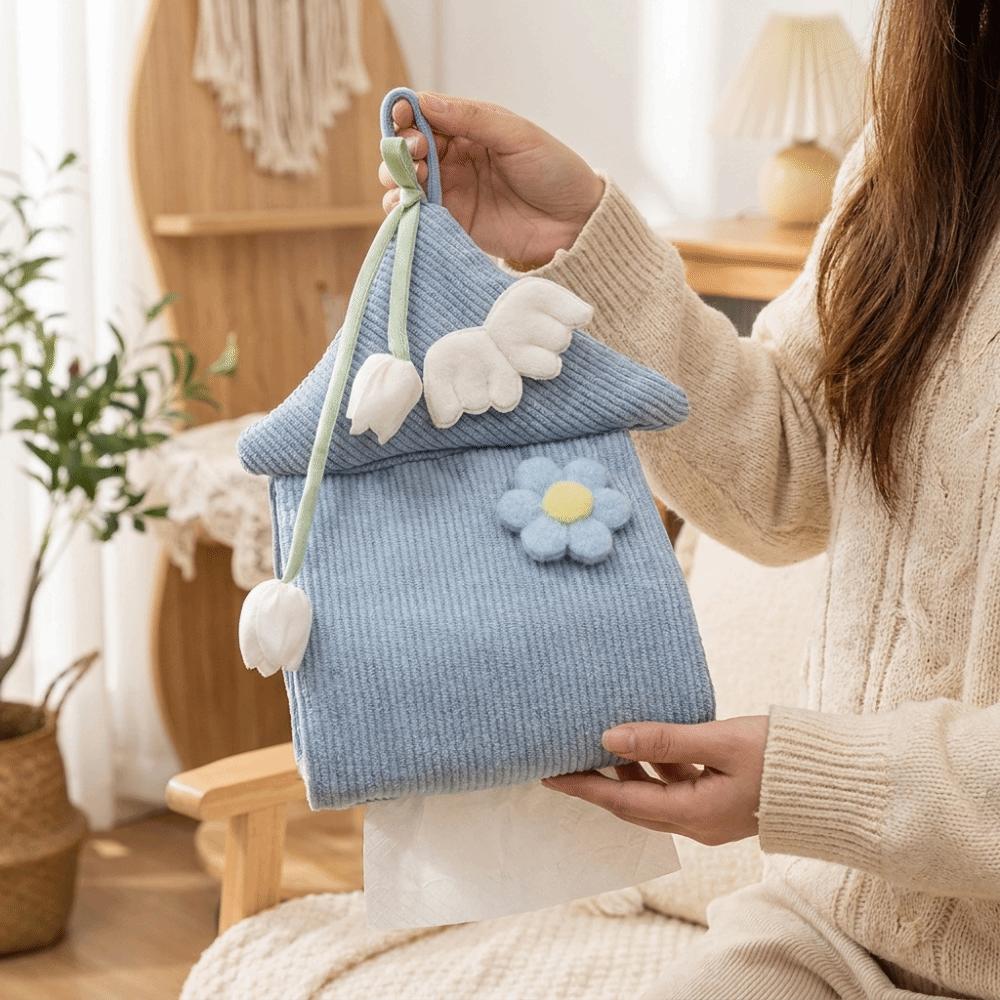 House Shape Hanging Tissue Bag Sunflower Design Tissue Roll Hanger Car Napkin Box Car Use