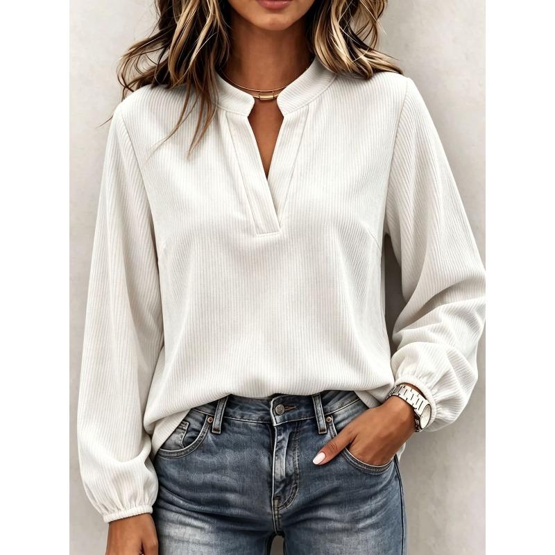 BFCCQB Women's Fashion Casual Autumn Winter V-Neck Long Sleeve Blouses & Shirts